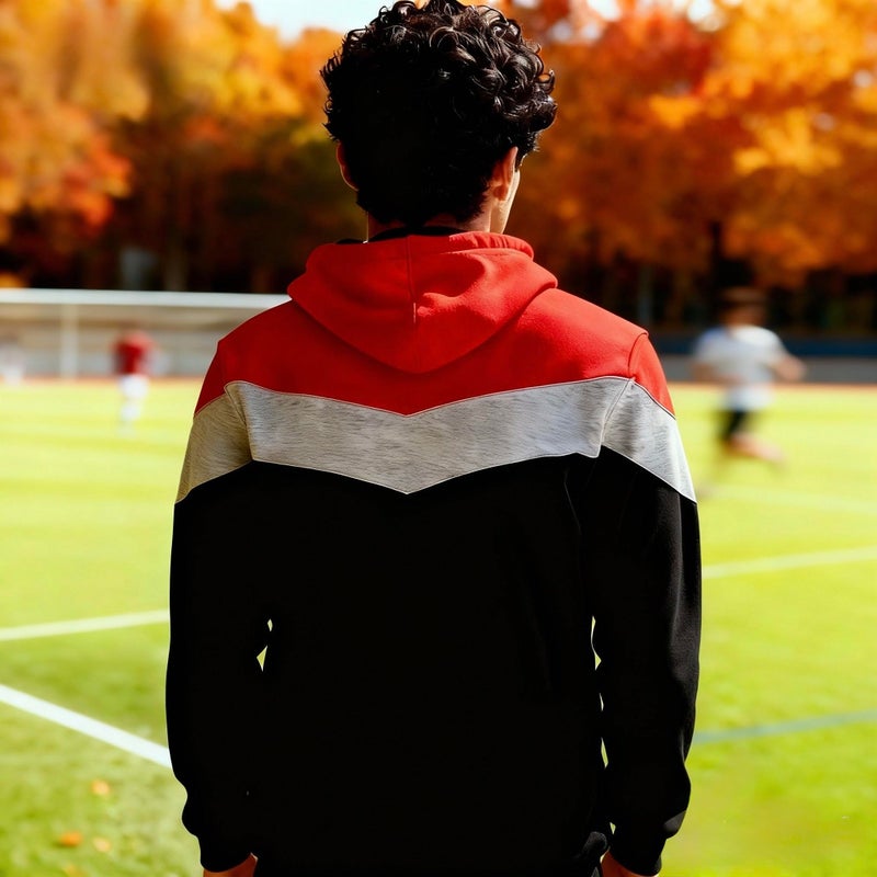 Mooncolour Mens Novelty Color Block Hoodies Cozy Sport Autumn Outwear 0163_black US Medium - Image 5